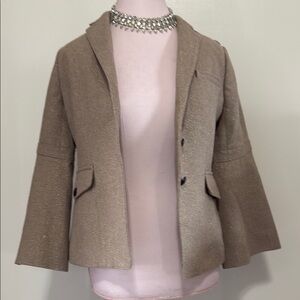 Banana Republic tan & metallic gold wool military style jacket in size 4